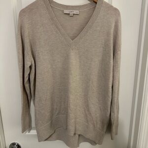 LOFT Beige V-Neck Sweater